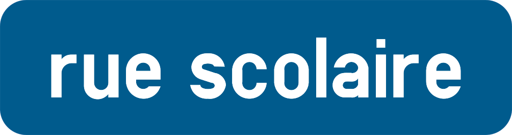 Type IV rue scolaire : Type IV - Catégorie d'usagers concernée ou exception (art. 70.2.1.3°). Panneau bleu qui précise à qui s'appliq…