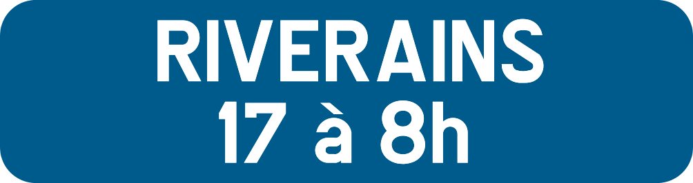 Type IV f : Type IV - Catégorie d'usagers concernée ou exception (art. 70.2.1.3°). Panneau bleu qui précise à qui s'appliq…