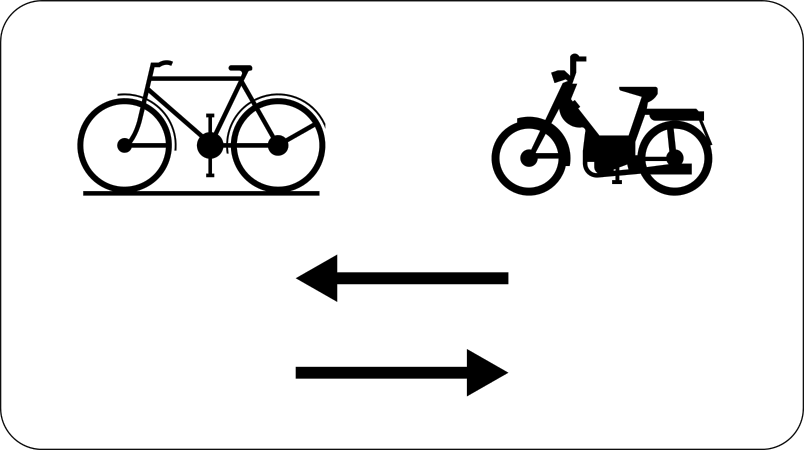M10 : M10 - Cyclistes et cyclomoteurs dans les deux sens. Vélos et cyclomoteurs autorisés dans les deux sens.