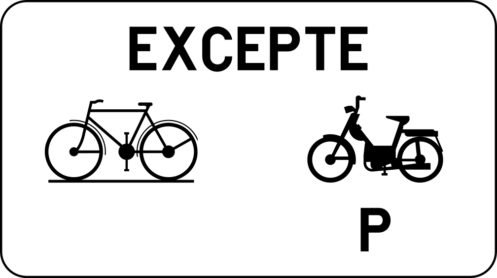 M11 : M11 - Excepté cyclistes et speed pedelecs. Le signal ne s'applique pas aux vélos ni aux speed pedelecs.
