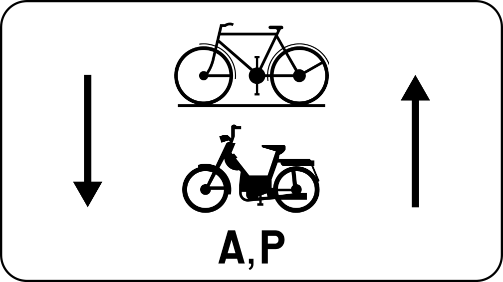 M18 : M18 - Cyclistes, cyclomoteurs A et speed pedelecs dans les deux sens. Vélos, cyclomoteurs A et speed pedelecs …