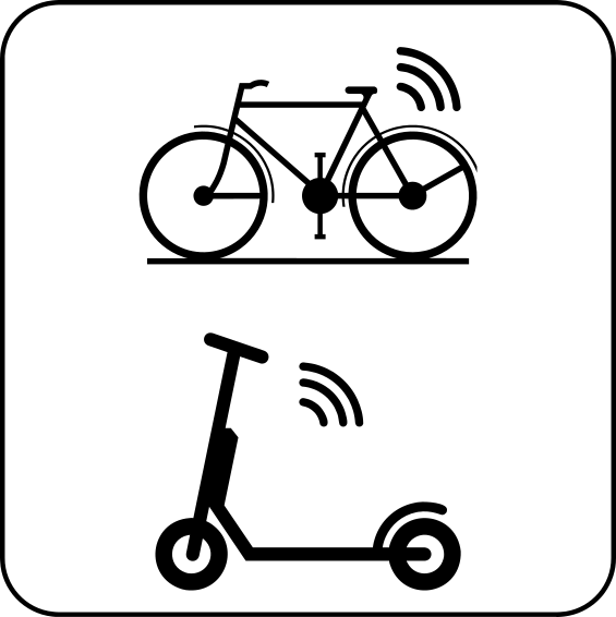 M24 : M24 - Bicyclettes et engins de déplacement en libre-partage. Symbole combinant les vélos et engins de déplacem…