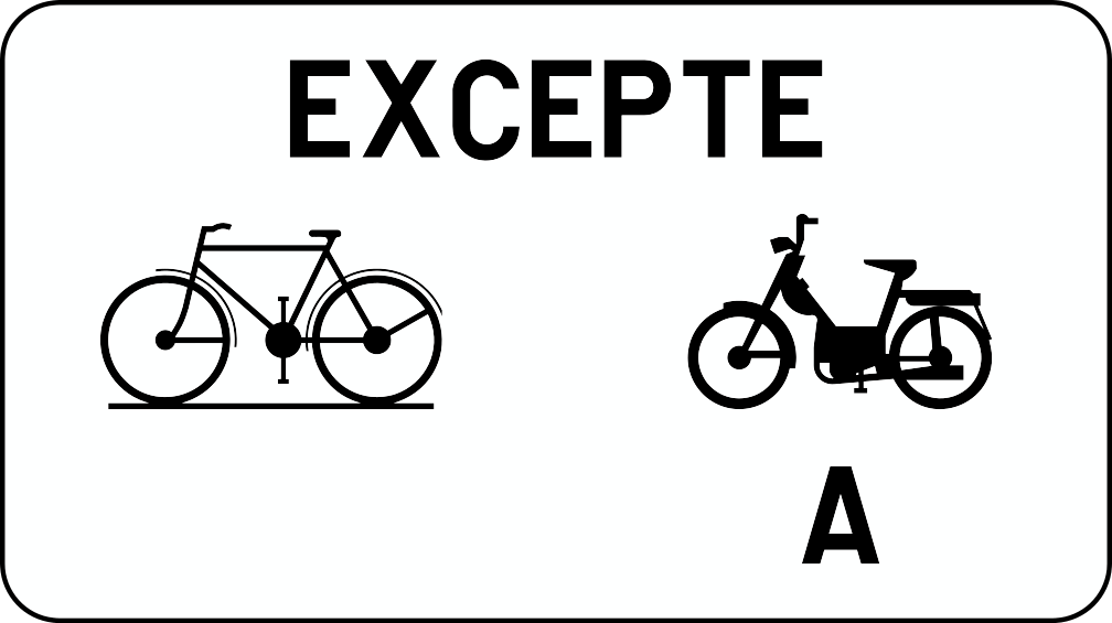 M3 : M3 - 'Excepté' pour les vélos et cyclomoteurs classe A. Comme le M1, mais l'exception s'étend aux cyclomoteurs…
