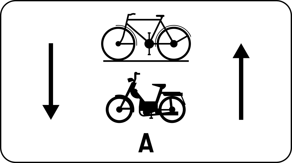 M5 : M5 - Cyclistes et cyclomoteurs classe A dans les deux sens. Vélos et cyclomoteurs de classe A autorisés dans l…