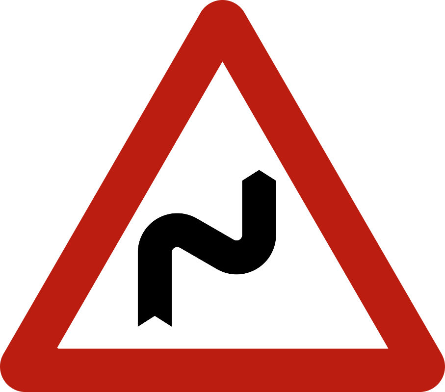 A1d : A1d - Double virage ou succession de plus de deux virages, le premier à droite. La route va serpenter, en comm…