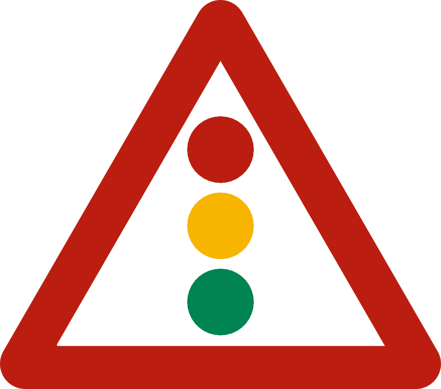 A33 : A33 - Signaux lumineux de circulation. Des feux tricolores se trouvent plus loin. Levez le pied dès maintenant…