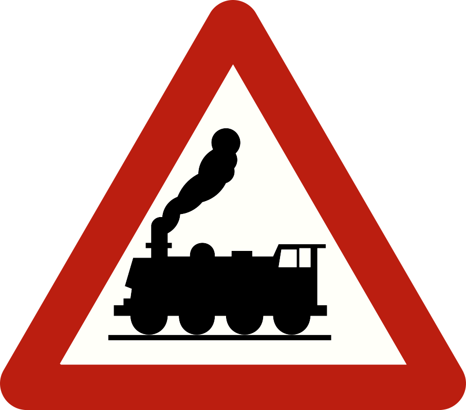 A43 : A43 - Passage à niveau sans barrières. Un croisement avec une voie ferrée non protégée arrive. Très dangereux …