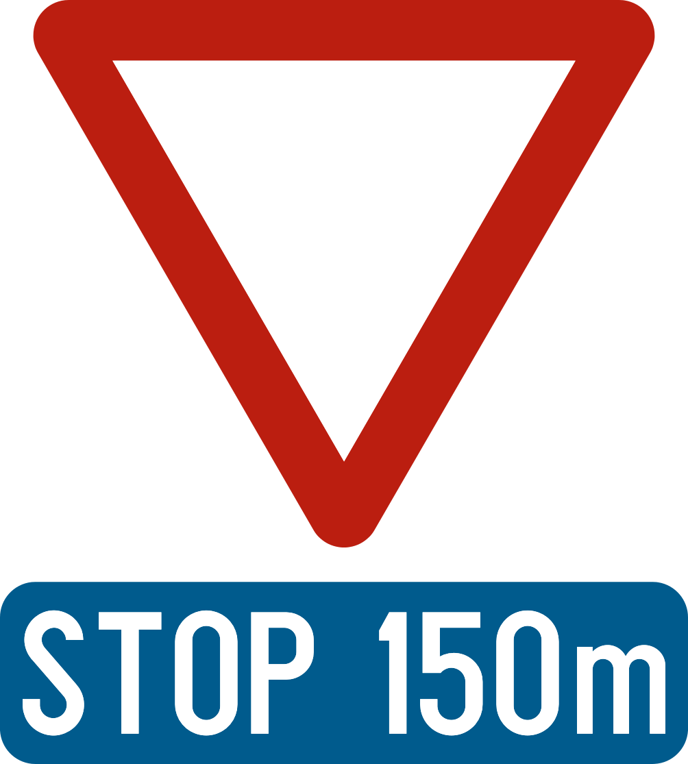 B7 : B7 - Signal annonçant le signal B5 (STOP) à la distance approximativement indiquée. Préavis qui vous avertit q…
