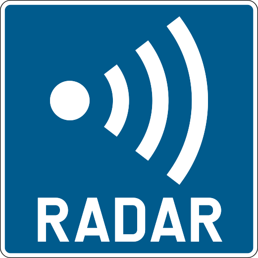 Radar : Radar - Contrôle de vitesse. Un radar fixe ou mobile contrôle la vitesse dans cette zone. Vérifiez votre vites…