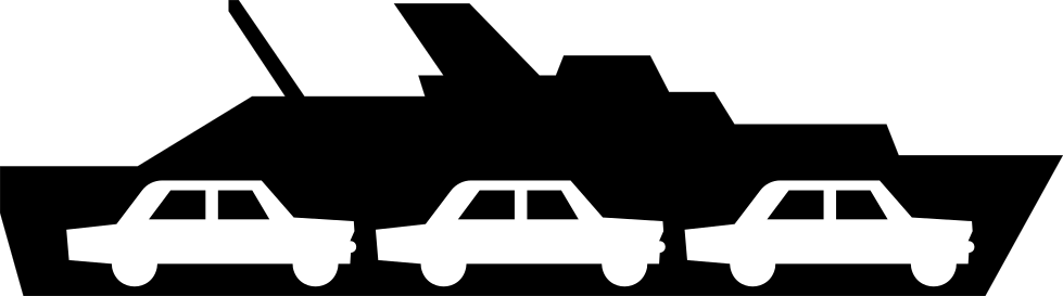 S4 : S4 - Car-ferry. Symbole d'un navire transbordeur ; indique la direction d'un embarcadère de ferry pour véhicul…